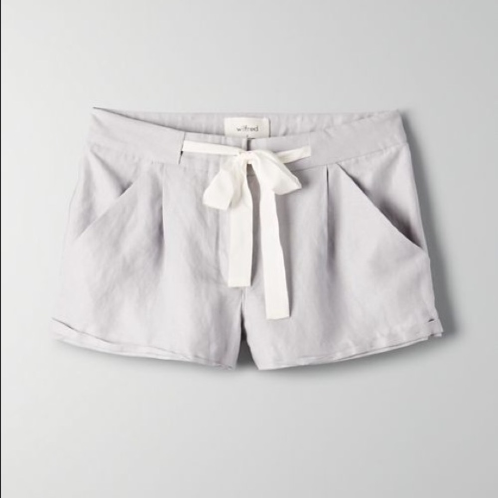 Aritzia Wilfred Allegra Linen Shorts sz 4 gray